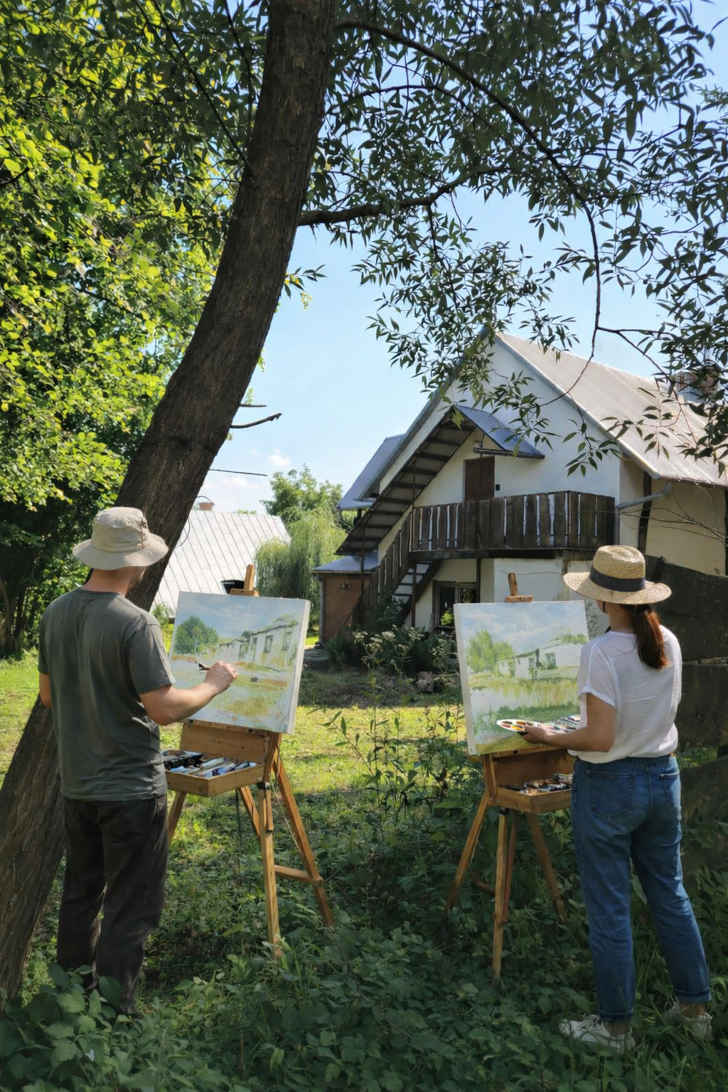 Outdoor painting in the orchard